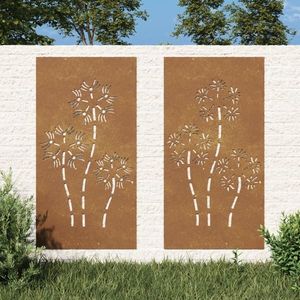 vidaXL Decor perete grădină 2 buc. 105x55 cm design flori oțel Corten imagine