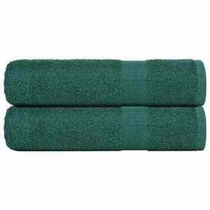 vidaXL Prosoape de baie 2 buc Verde 100x150 cm 360 g/m² 100% bumbac imagine