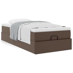 vidaXL Cadru de pat otoman cu saltea maro 100x200cm piele artificială imagine