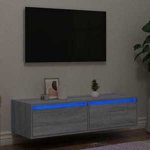 vidaXL Comodă TV cu lumini LED, gri sonoma, 100X35, 5x25 cm imagine