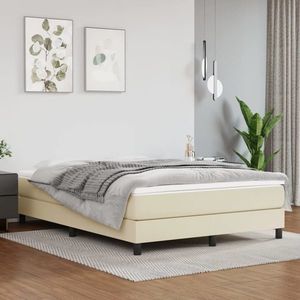 vidaXL Pat box spring cu saltea, crem, 140x200 cm, piele ecologică imagine