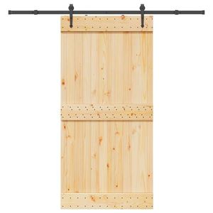 vidaXL Ușă glisantă cu set feronerie, 100x210 cm, lemn masiv de pin imagine