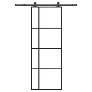 vidaXL Ușă glisantă cu set feronerie, 76x205 cm, sticlă ESG/aluminiu imagine