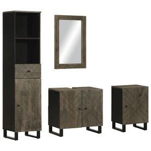 vidaXL Set de mobilier de baie 4 piese din lemn masiv de mango negru imagine