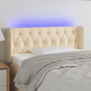 vidaXL Tăblie de pat cu LED, crem, 103x16x78/88 cm, textil imagine