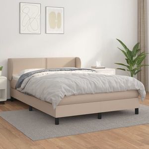 vidaXL Pat box spring cu saltea, cappuccino, 140x200cm piele ecologică imagine