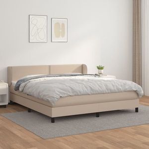 vidaXL Pat box spring cu saltea, cappuccino, 160x200cm piele ecologică imagine