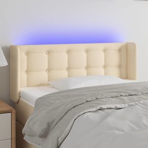 vidaXL Tăblie de pat cu LED, crem, 103x16x78/88 cm, textil imagine