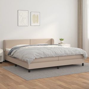 vidaXL Pat continental cu saltea, cappuccino, 200x200 cm, piele eco imagine