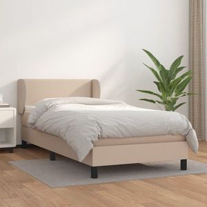 vidaXL Pat box spring cu saltea, cappuccino, 80x200 cm piele ecologică imagine