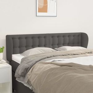 vidaXL Tăblie de pat cu aripioare gri 147x23x78/88 cm piele ecologică imagine