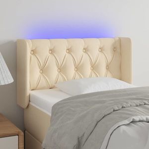 vidaXL Tăblie de pat cu LED, crem, 83x16x78/88 cm, textil imagine