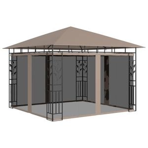 vidaXL Pavilion cu plasă anti-țânțari, gri taupe, 3x3x2, 73 m, 180 g/m² imagine