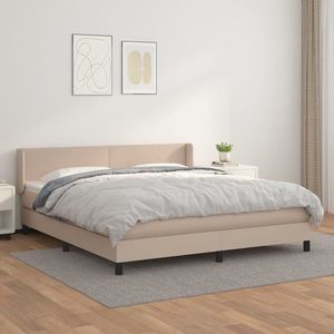 vidaXL Pat box spring cu saltea, cappuccino, 180x200cm piele ecologică imagine