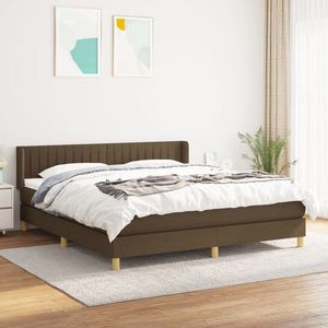 vidaXL Pat box spring cu saltea, maro închis, 160x200 cm, textil imagine