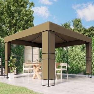 vidaXL Pavilion cu acoperiș dublu, gri taupe, 3 x 3 x 2, 7 m, 180 g/m² imagine