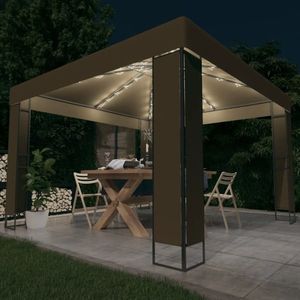 vidaXL Pavilion cu acoperiș dublu & lumini LED, gri taupe, 3x3x2, 7m imagine