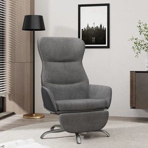 vidaXL Scaun de relaxare cu taburet, gri închis, material textil imagine