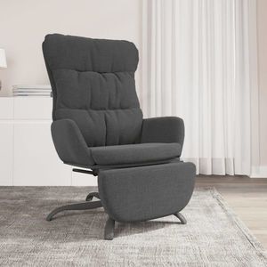 vidaXL Scaun de relaxare cu taburet, gri închis, material textil imagine