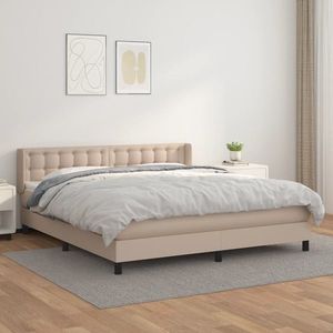 vidaXL Pat box spring cu saltea, cappuccino, 180x200cm piele ecologică imagine