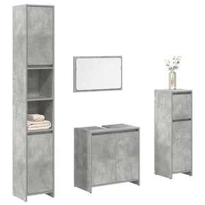 vidaXL Set mobilier de baie, 4 piese, gri beton, lemn compozit imagine