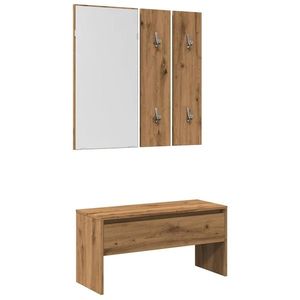 vidaXL Set de mobilier pentru hol din lemn de stejar artizanal imagine