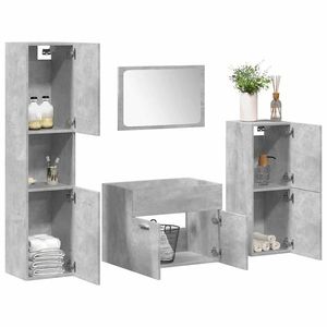 vidaXL Set mobilier de baie, 4 piese, gri beton, lemn compozit imagine