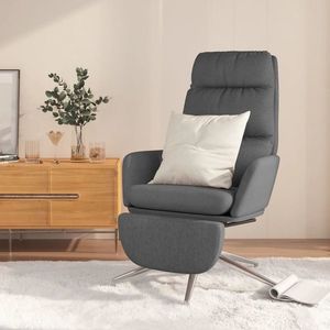 vidaXL Scaun de relaxare cu taburet, gri închis, material textil imagine