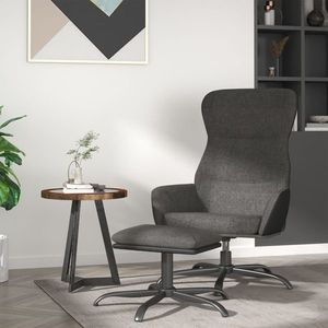 vidaXL Scaun de relaxare cu taburet, gri închis, material textil imagine