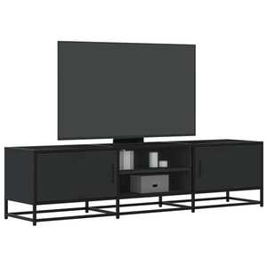 vidaXL Dulap TV, negru, 160x35x41 cm, lemn prelucrat și metal imagine