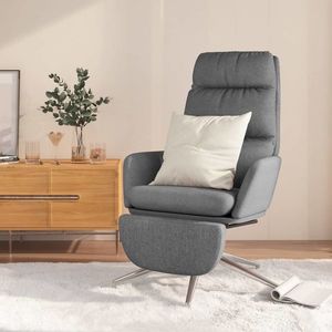 vidaXL Scaun de relaxare cu taburet, gri deschis, material textil imagine