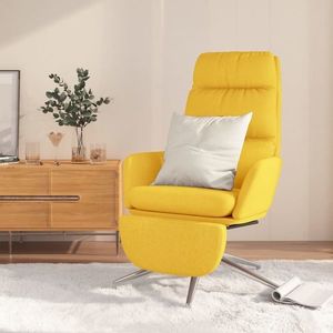 vidaXL Scaun de relaxare cu taburet, galben muștar, material textil imagine