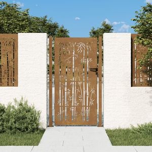 vidaXL Poartă pentru grădină, 105x205 cm, oțel corten, model bambus imagine