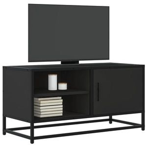 vidaXL Dulap TV, negru, 80x34, 5x40 cm, lemn prelucrat și metal imagine