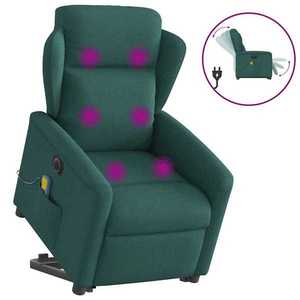 vidaXL Fotoliu electric masaj rabatabil / ridicare verde închis textil imagine