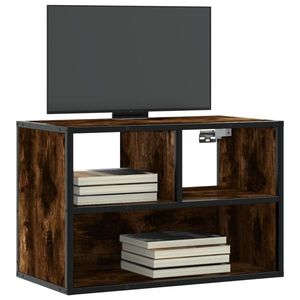 vidaXL Dulap TV stejar fumuriu, 60x31x39, 5 cm, lemn prelucrat și metal imagine