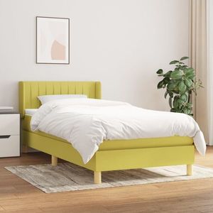 vidaXL Pat box spring cu saltea, verde, 100x200 cm, textil imagine