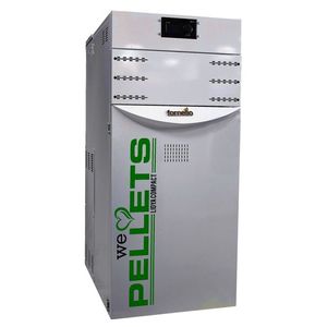 Centrala termica pe peleti Fornello Lidya Compact 25 kw, echipata cu pompa electronica Grundfos, vas expansiune, manometru, aerisitor, supapa, arzator inox, curatare mecanica arzator, curatare mecanica schimbator, A+ imagine