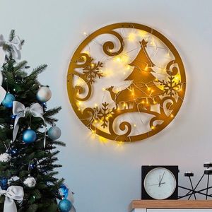 Decoratiune de luminoasa XMASGOLD-027, Tanelorn, 60x60 cm, metal, auriu imagine