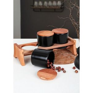 Set 3 cutii alimentare ST040803F956, Keramika, ceramica, negru imagine