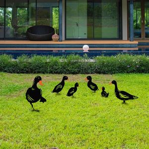 Set decoratiuni pentru gradina, Ducks, Metal, Negru imagine