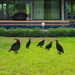 Set decoratiuni pentru gradina, Quails, Metal, Negru imagine