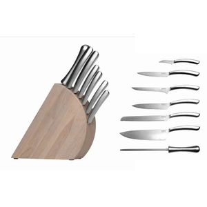 Set cutite cu suport 8 piese BergHOFF, Essentials Arch, inox/lemn imagine