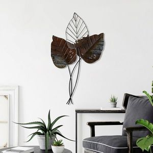 Decoratiune de perete, Fall 3, Metal, Dimensiune: 45 x 85 cm, Maro imagine