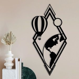 Decoratiune de perete, Balon, metal, 29 x 60 cm, negru imagine