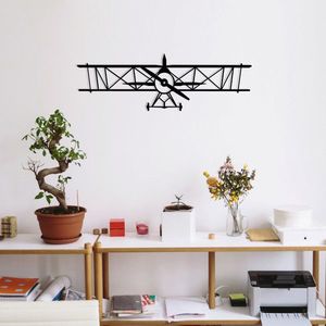 Decoratiune de perete, Airplanemetal Decor, metal, 70 x 23 cm, negru imagine