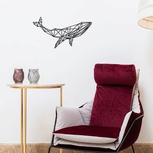 Decoratiune de perete, Whale 1, metal, 56 x 31 cm, negru imagine