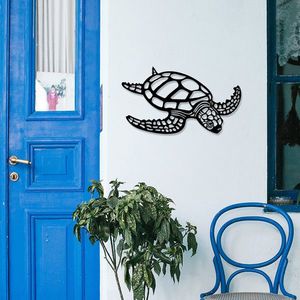 Decoratiune de perete, Caretta Caretta, metal, 53 x 30 cm, negru imagine