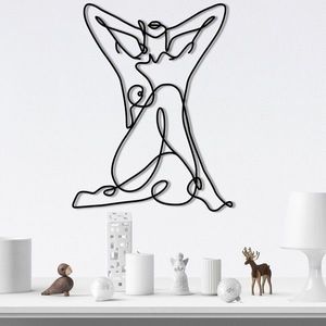 Decoratiune de perete, Geometric Nude Woman, metal, 38 x 50 cm, negru imagine