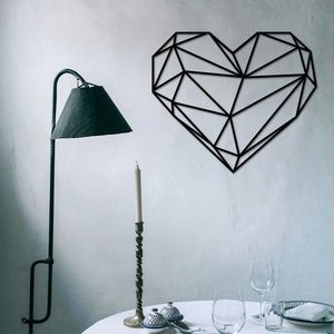 Decoratiune de perete, Heart Metal Decor, metal, 47 x 40 cm, negru imagine